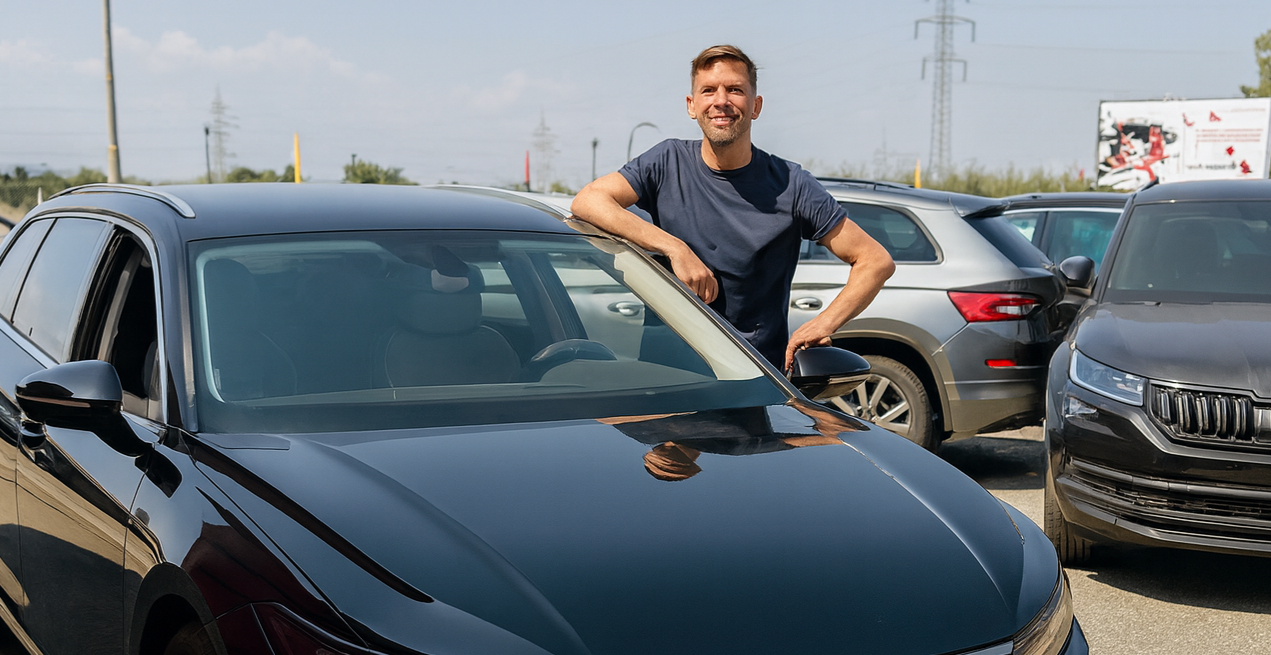 Aleš Zich při práci mezi prověřovanými automobily